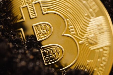 Blockchain - Close-Up Shot of a Bitcoin Buried in the Ground