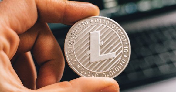 Litecoin - A Person Holding a Silver Coin